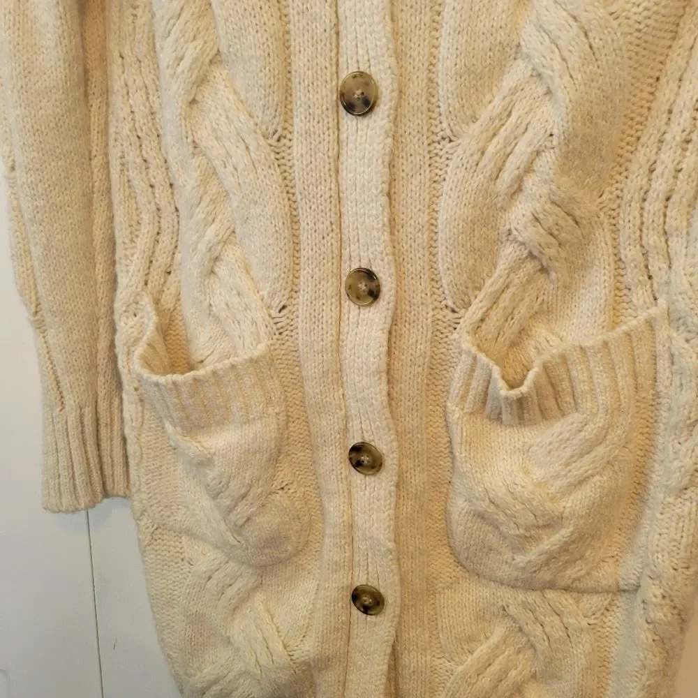 J. Crew Point Sur Cable Knit Cardigan Long Line Size Small